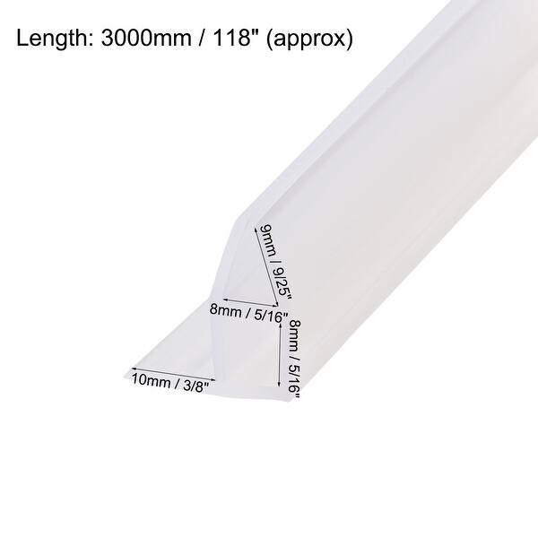 Frameless Glass Shower Door Sweep Corner Seal 10mm Drip Rail 5/16"(8mm